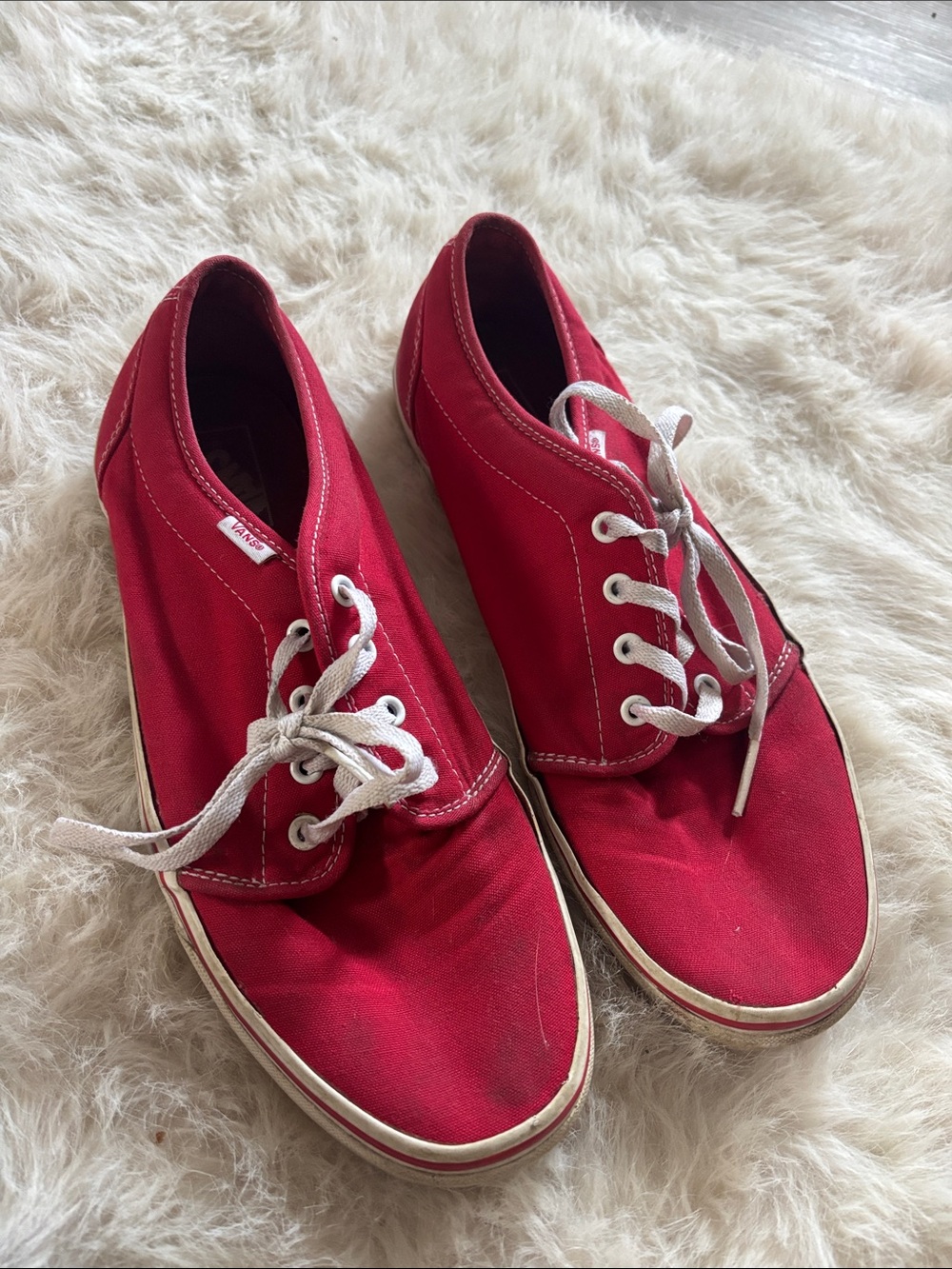 Vans Red Canvas Low-Top Sneakers